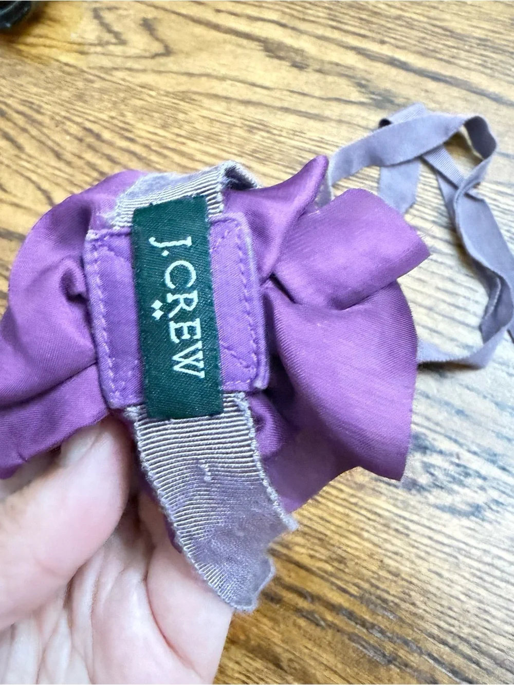 J. Crew Purple Fabric Flower belt with Gray Ribbon Tie